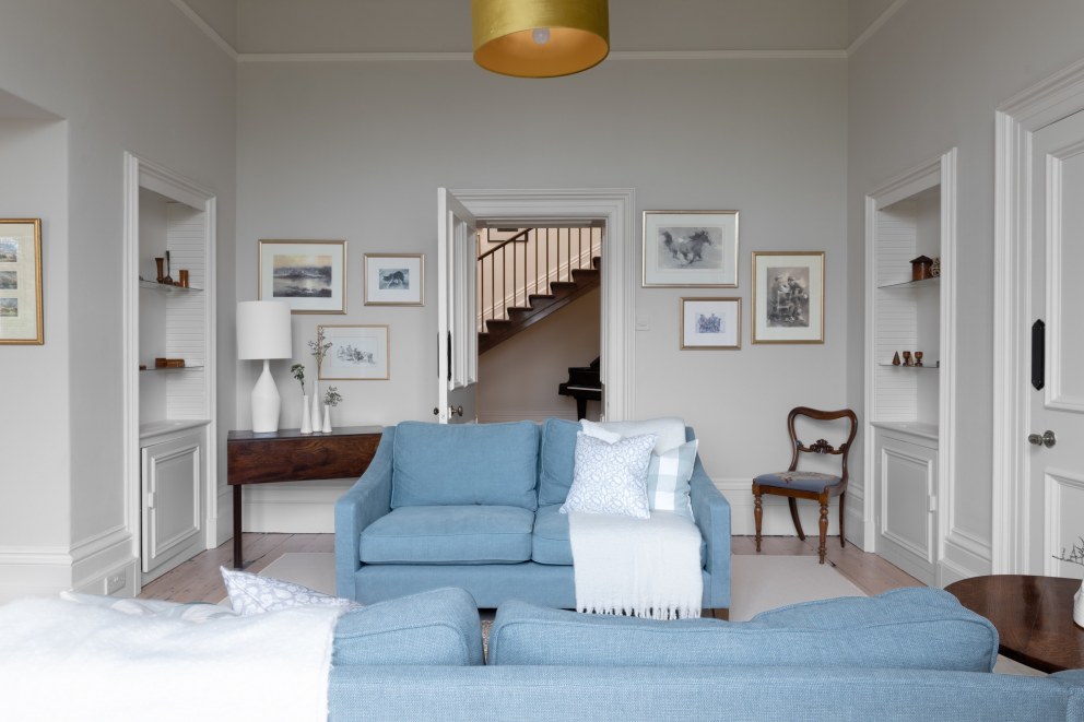 Boutique Holiday Let in a Grade II listed Hall | Middle living room in grade 2 listed hall | Interior Designers